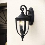 Duża latarnia naścienna English Bridle - 3 źródła światła - Czarna - obrazek 5