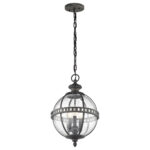 Latarnia wisząca Halleron - 3 źródła światła - Szaro-brązowa