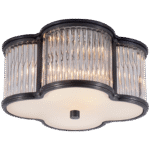 Plafon Basil mały w kolorze metalicznym szarym z przezroczystymi prętami szklanymi i matowym szkłem