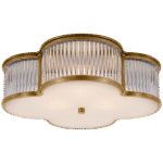 Plafon Basil 17" w naturalnym mosiądzu z przezroczystymi prętami szklanymi i matowym szkłem