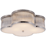 Plafon Basil 17" w polerowanym niklu z przezroczystymi prętami szklanymi i matowym szkłem