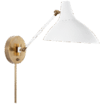 Kinkiet ścienny Charlton w kolorze białym i ręcznie patynowanym mosiądzu antycznym