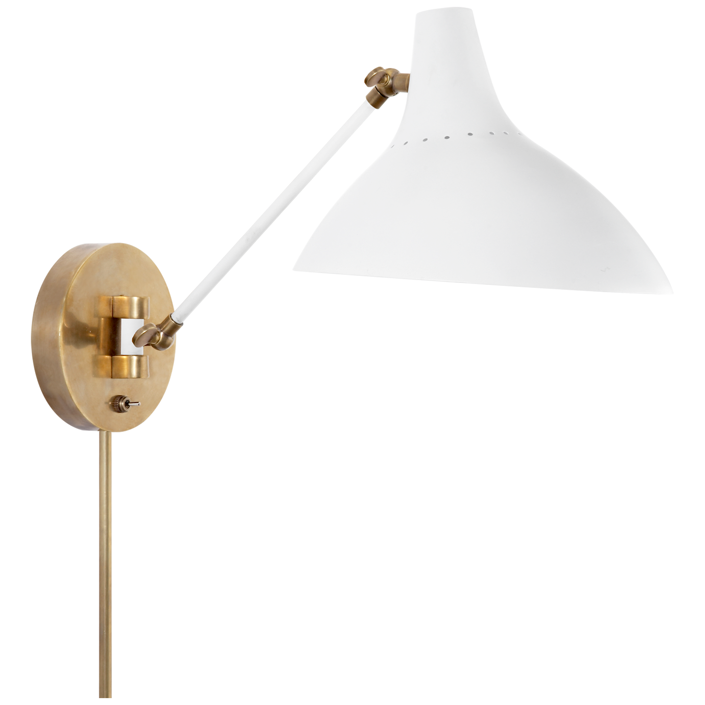 ARN2006WHT Kinkiet ścienny Charlton w kolorze białym i ręcznie patynowanym mosiądzu antycznym - obrazek 1