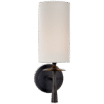 Kinkiet pojedynczy Drunmore w brązie z lnianym kloszem