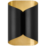 Kinkiet Selfoss w kolorze czarnym z wnętrzem w ręcznie patynowanym mosiądzu antycznym