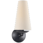 Kinkiet pojedynczy Fontaine w postarzanym żelazie z lnianym kloszem