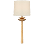 Średni kinkiet ogonowy Beaumont ze złoceniem z lnianym kloszem