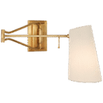 Kinkiet z ramieniem wahliwym Keil w ręcznie patynowanym mosiądzu antycznym z lnianym kloszem