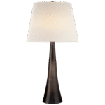 Lampa stołowa Dover w postarzanym żelazie z lnianym kloszem