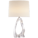 Lampa stołowa Cannes w przezroczystym szkle z lnianym kloszem