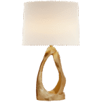 Lampa stołowa Cannes ze złoceniem z lnianym kloszem