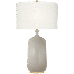 Lampa stołowa Culloden w kremowym krakelowaniu z lnianym kloszem