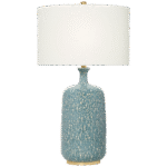 Lampa stołowa Culloden w kolorze Blue Lagoon z lnianym kloszem