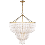 Żyrandol dwupiętrowy Jacqueline w ręcznie patynowanym mosiądzu antycznym z białym akrylem