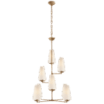 Żyrandol pionowy Fontaine w złoconym gipsie z lnianymi kloszami