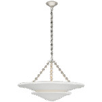 Średni żyrandol piętrowy Mollino w polerowanym niklu z białym gipsowym kloszem