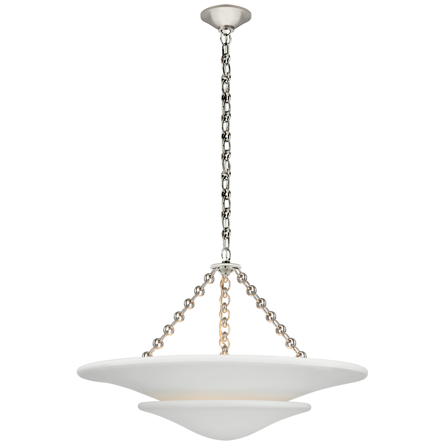 ARN5425PNPW Średni żyrandol piętrowy Mollino w polerowanym niklu z białym gipsowym kloszem - obrazek 1