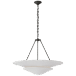 Duży żyrandol piętrowy Mollino w brązie z białym gipsowym kloszem