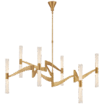 Wielki żyrandol Brenta w ręcznie patynowanym mosiądzu antycznym z białym szkłem