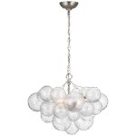 Mały żyrandol Talia w polerowanym srebrnym wykończeniu i przezroczystym szkle wirowanym