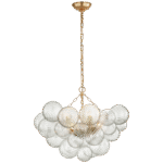 Średni żyrandol Talia ze złoceniem i przezroczystym szkle wirowanym