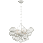 Średni żyrandol Talia w kolorze białym gipsowym i przezroczystym szkle wirowanym