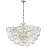 Duży żyrandol Talia w polerowanym srebrnym wykończeniu i przezroczystym szkle wirowanym