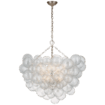 Wielki żyrandol Talia w polerowanym srebrnym wykończeniu z przezroczystym szkłem wirowanym