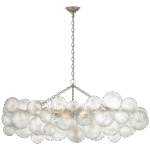 Średni żyrandol liniowy Talia w polerowanym srebrnym wykończeniu z przezroczystym szkłem wirowanym