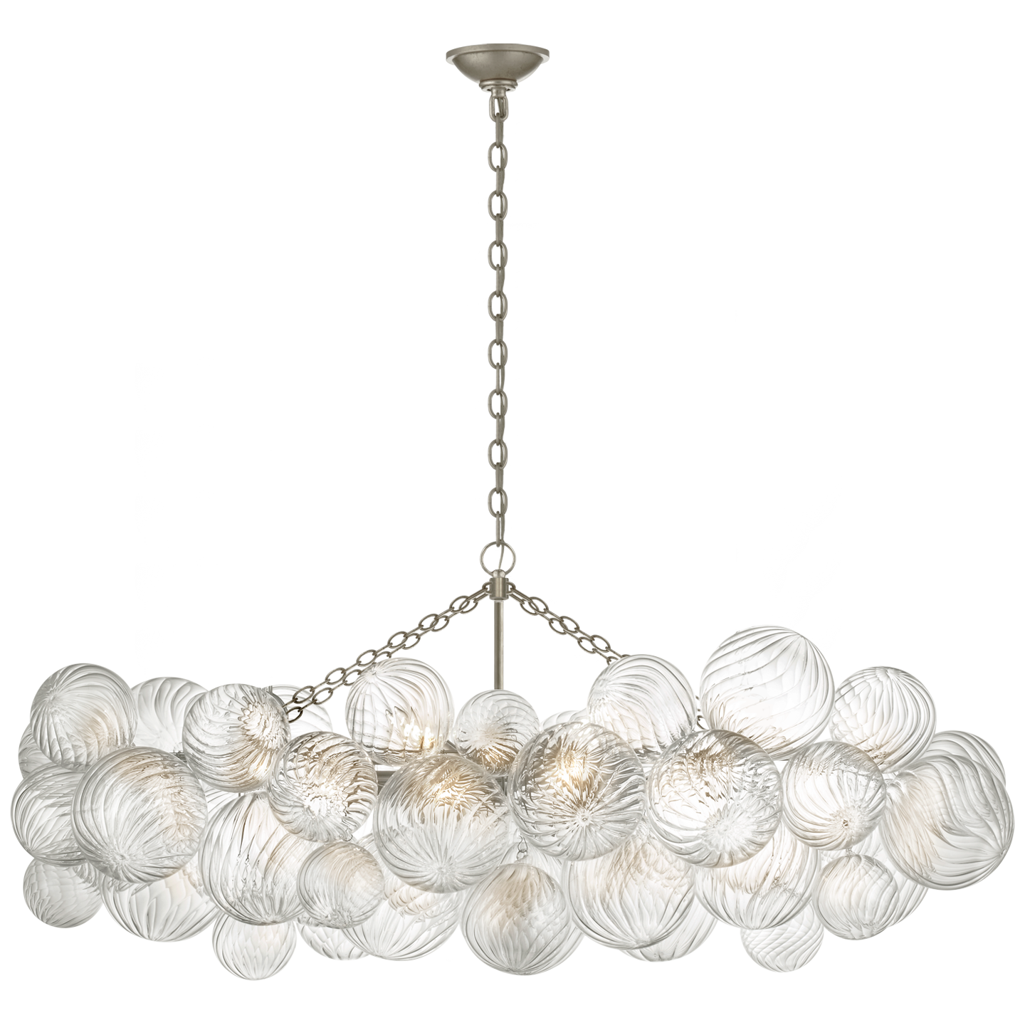 JN5116BSLCG Średni żyrandol liniowy Talia w polerowanym srebrnym wykończeniu z przezroczystym szkłem wirowanym - obrazek 1