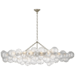 Duży żyrandol liniowy Talia w polerowanym srebrnym wykończeniu z przezroczystym szkłem wirowanym