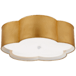 Duży plafon kwiatowy Bryce ze złoceniem i bielą z matowym akrylem