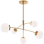 Średni żyrandol mobilny Prescott w miękkim mosiądzu z białym szkłem