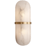 Kinkiet pigułkowy Melange w antycznym patynowanym mosiądzu z alabastrem