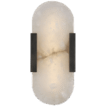 Wydłużony kinkiet Melange 10" w brązie z alabastrem