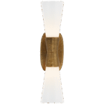 Mały podwójny kinkiet łazienkowy Utopia ze złoceniem z białym szkłem