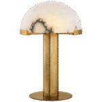 Lampa stołowa Melange w antycznym patynowanym mosiądzu z alabastrem