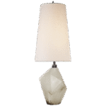 Lampa akcentowa Halcyon w alabastrze z lnianym kloszem