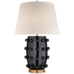 Średnia lampa Linden w kolorze czarnym z lnianym kloszem