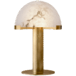 Lampa biurkowa Melange w antycznym patynowanym mosiądzu z alabastrowym kloszem