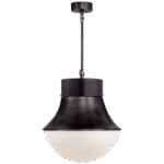 Duża lampa wisząca Precision w brązie z białym szkłem