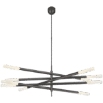 Wielki żyrandol przegubowy Rousseau Grande dziesięciopunktowy w brązie z trawionym kryształem