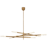 Wielki żyrandol przegubowy Rousseau Grande ośmiopunktowy w antycznym patynowanym mosiądzu z trawionym kryształem