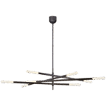 Wielki żyrandol przegubowy Rousseau Grande ośmiopunktowy w brązie z trawionym kryształem