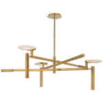 Duży żyrandol płaski Melange w antycznym patynowanym mosiądzu z alabastrem