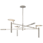 Duży żyrandol płaski Melange w polerowanym niklu z alabastrem