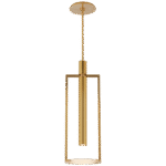 Średnia lampa wisząca płaska Melange w antycznym patynowanym mosiądzu z alabastrem