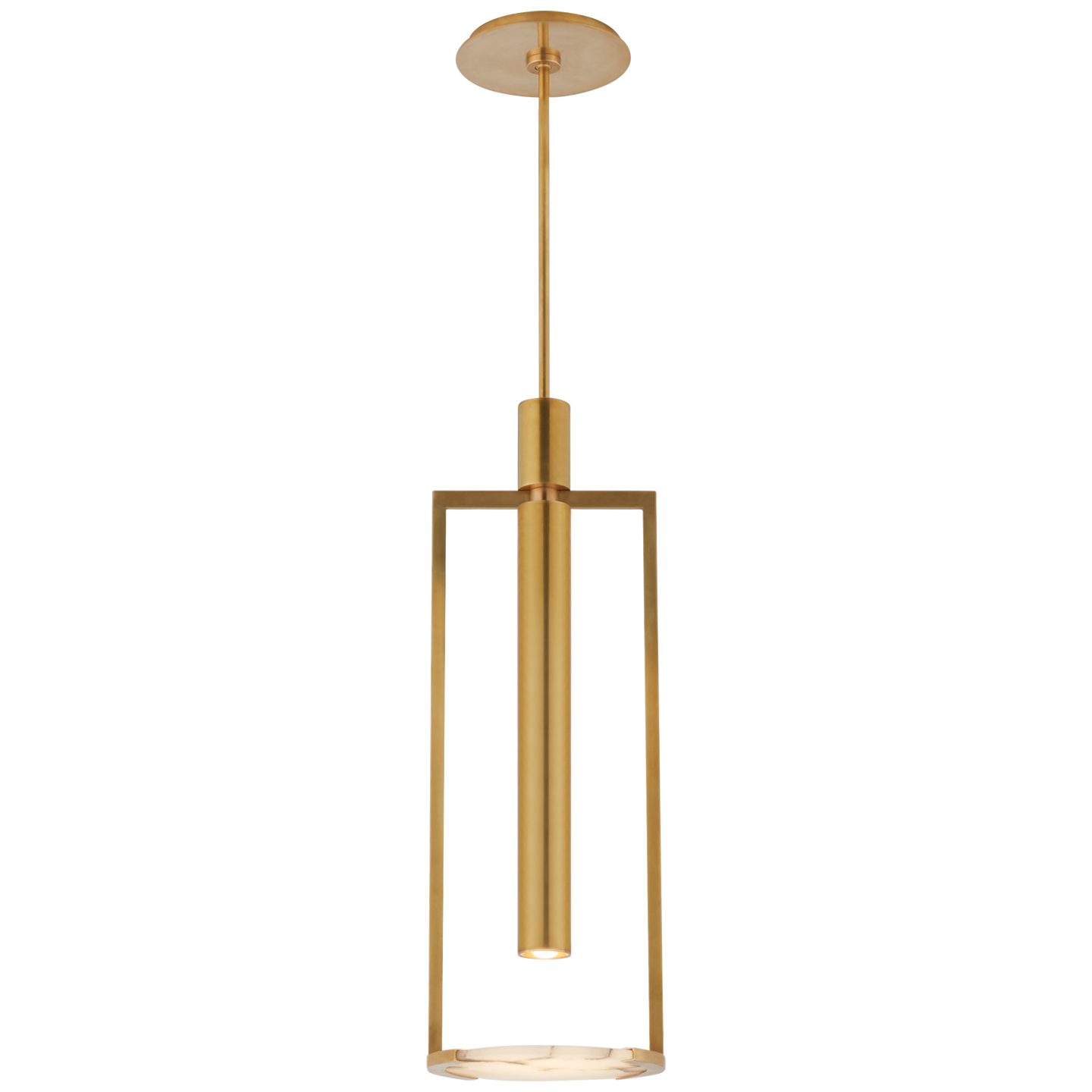 KW5612ABALB Średnia lampa wisząca płaska Melange w antycznym patynowanym mosiądzu z alabastrem - obrazek 1