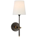 Kinkiet Bryant w brązie z lnianym kloszem