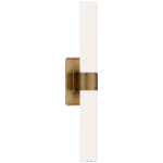 Mały podwójny kinkiet Presidio w ręcznie patynowanym mosiądzu antycznym z białym szkłem